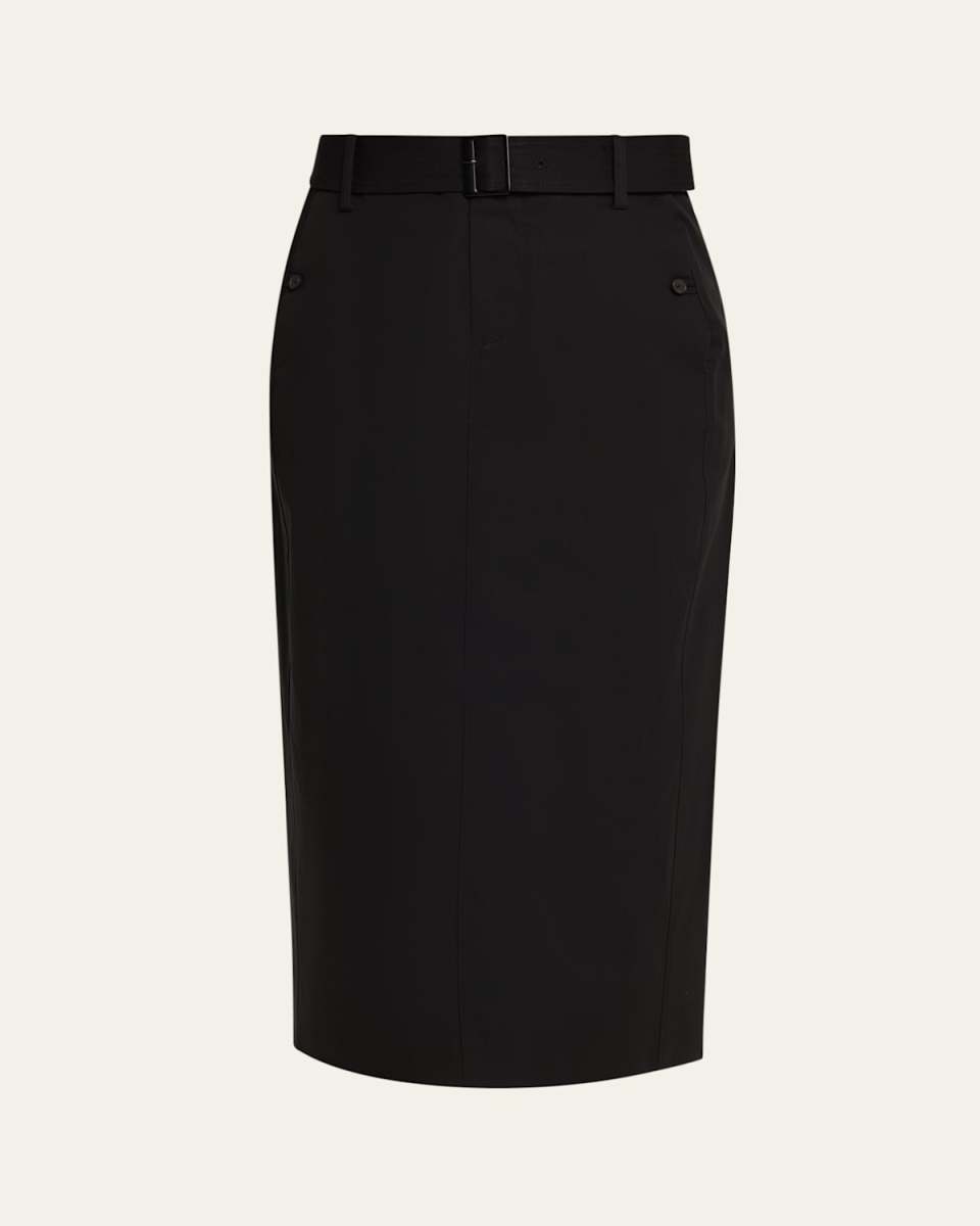 Belted Midi Pencil Skirt